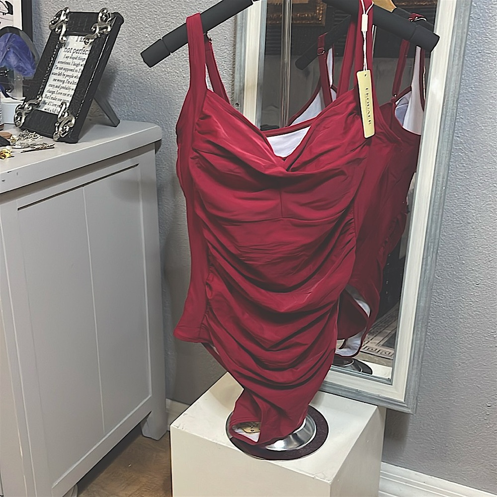 🔥NWT Alluring wine colored tummy control one pc swimsuit - size XXL